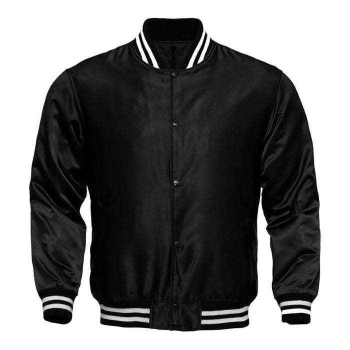 Black Satin Varsity Jacket