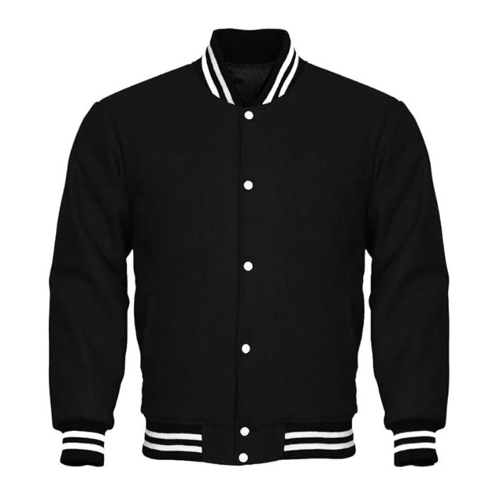 Black all Wool Varsity Jacket