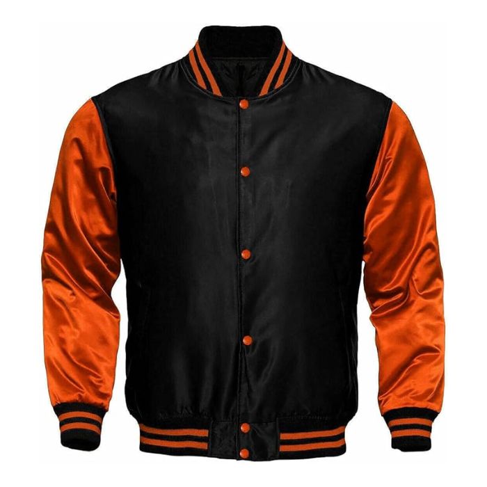 Black and Red Satin Varsity Jacket