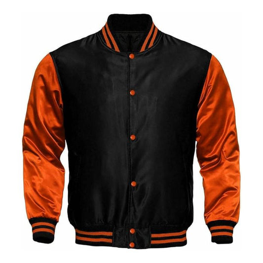 Black and Red Satin Varsity Jacket