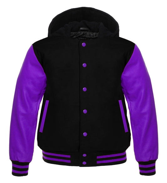 ELECTRIC VIOLET VARSITY HOODED JACKET