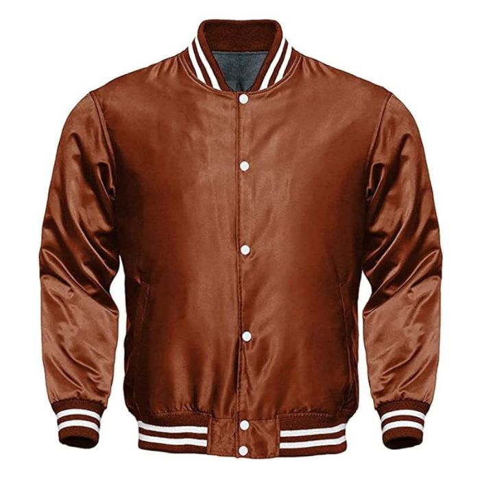 Brown Satin Varsity Jacket
