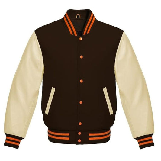 Brown and Cream Varsity Jacket