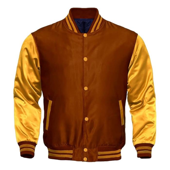 Brown and Gold Satin Varsity Jacket