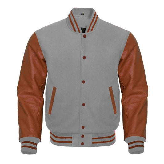 Brown and Gray Varsity Jacket