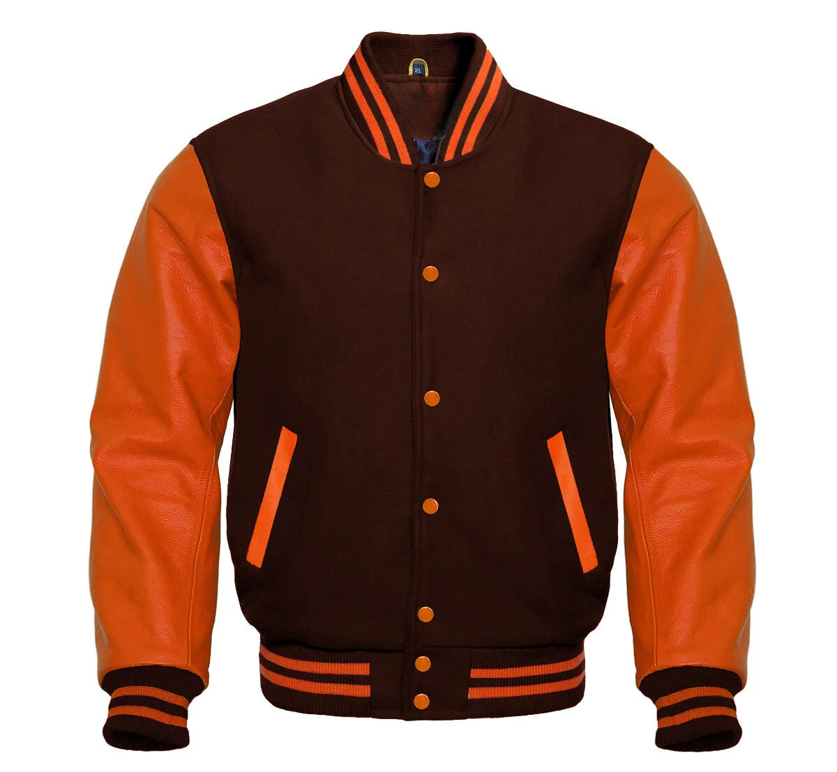 Brown and Orange Varsity Jacket