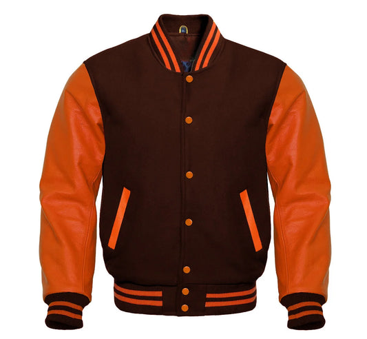 Brown and Orange Varsity Jacket