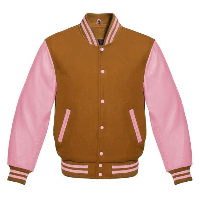 Brown and Pink Varsity Jacket
