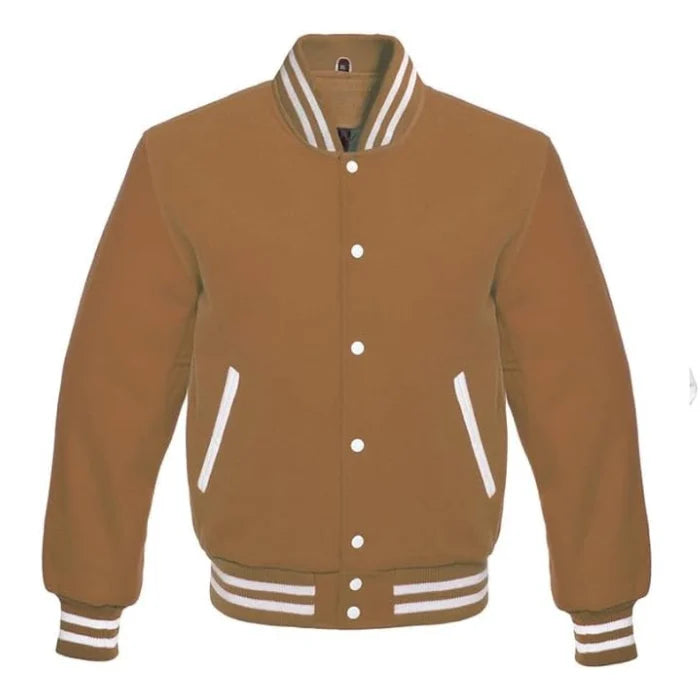 Camel Brown All Wool Varsity Jacket