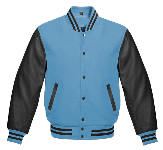 Columbia Blue and Black Varsity Jacket