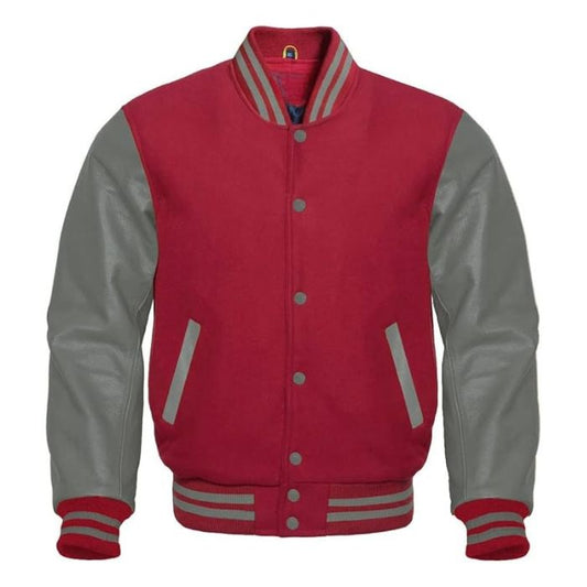 Crimson and Gray Varsity Jacket