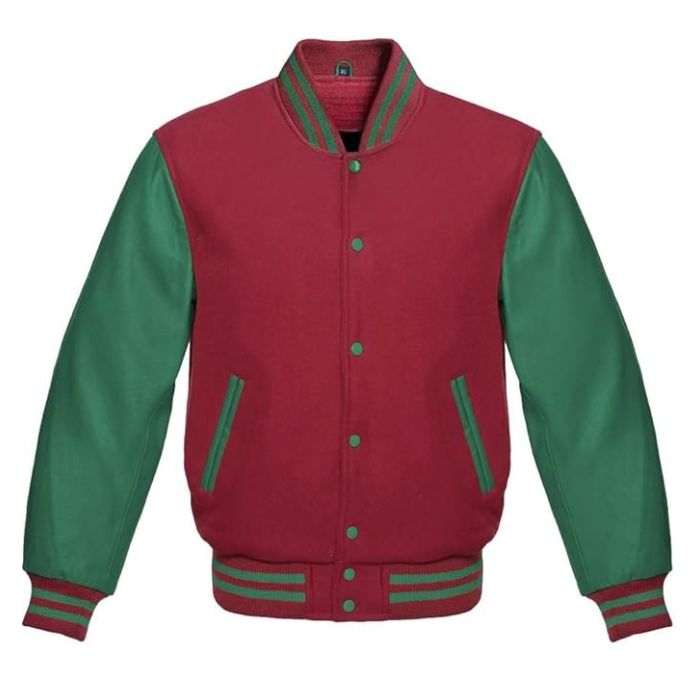 Deep Red and Green Varsity Jacket