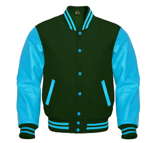 Forest Green and Blue Varsity Jacket