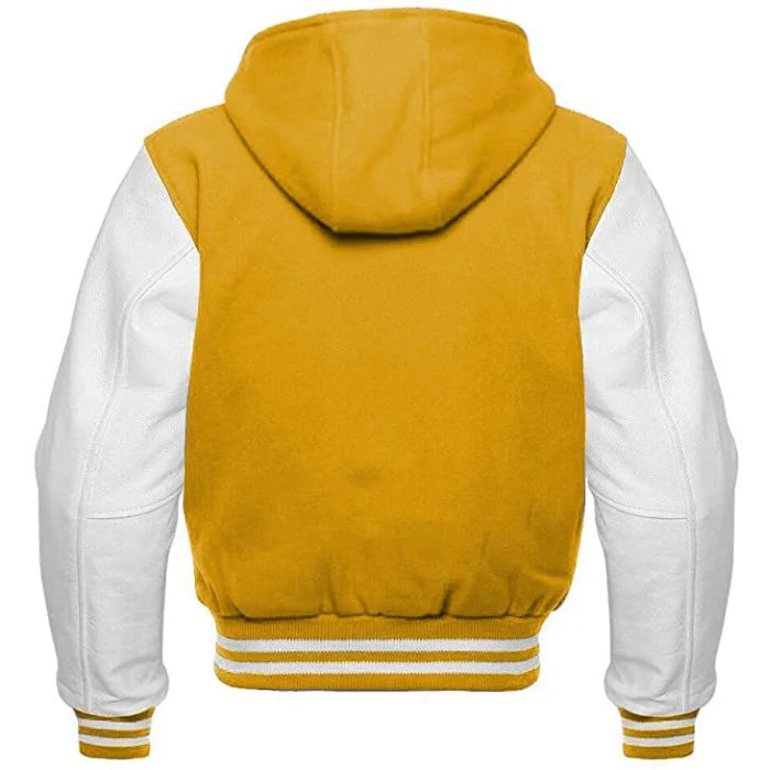 Golden Light Hooded Varsity Jacket Back Side