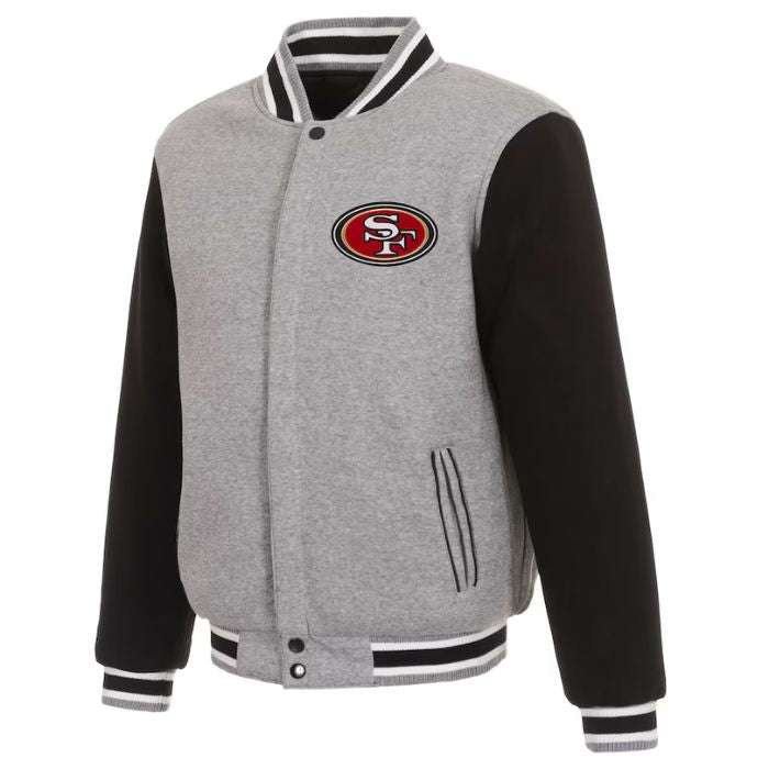 Gray and Black San Francisco 49ers Reversible Varsity Jacket