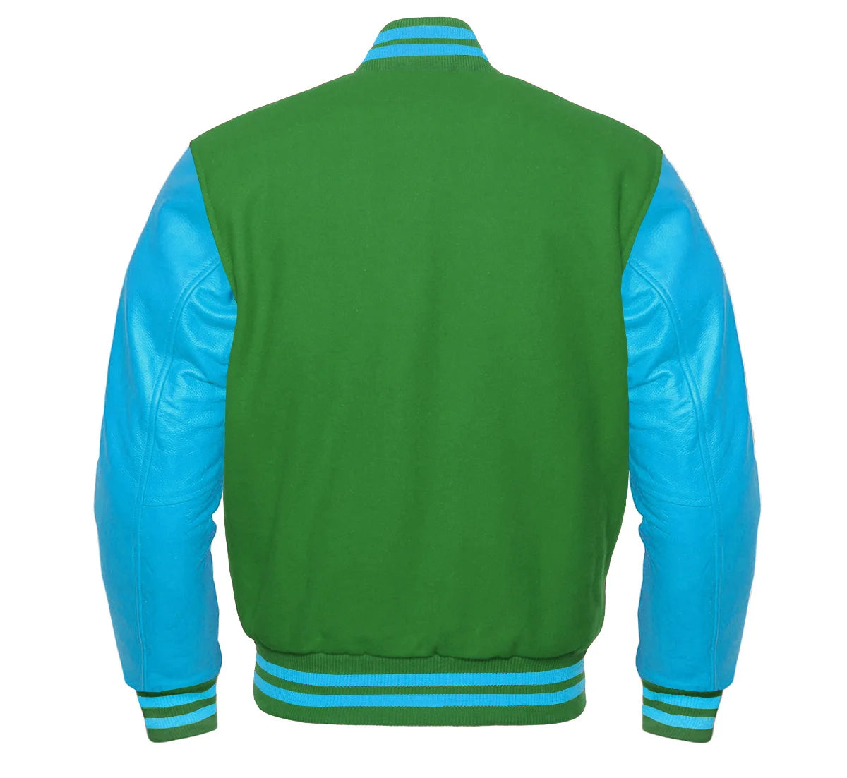 Green and Blue Varsity Jacket Back Side