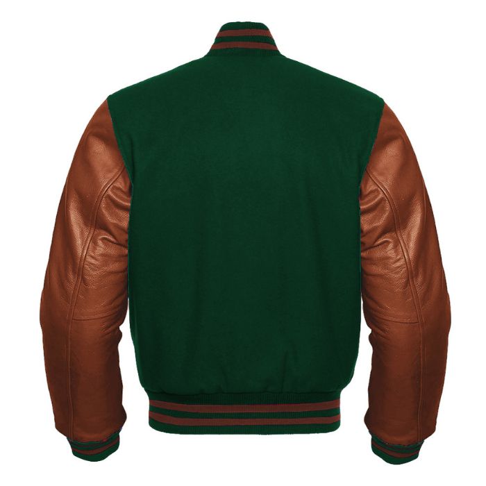 Green and Brown Varsity Jacket Back Side