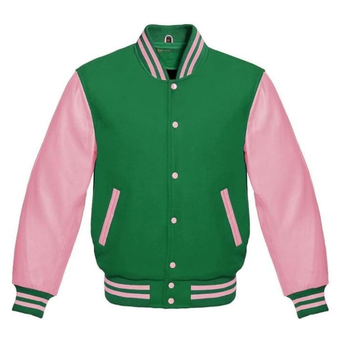 Green and Light Pink Varsity Jacket