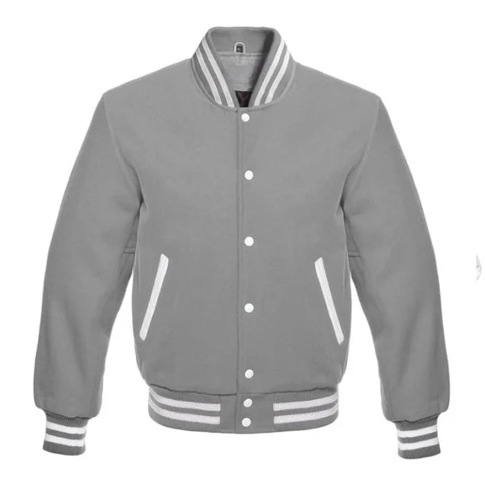 Grey All Wool Varsity Jacket