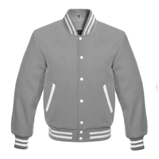 Grey All Wool Varsity Jacket
