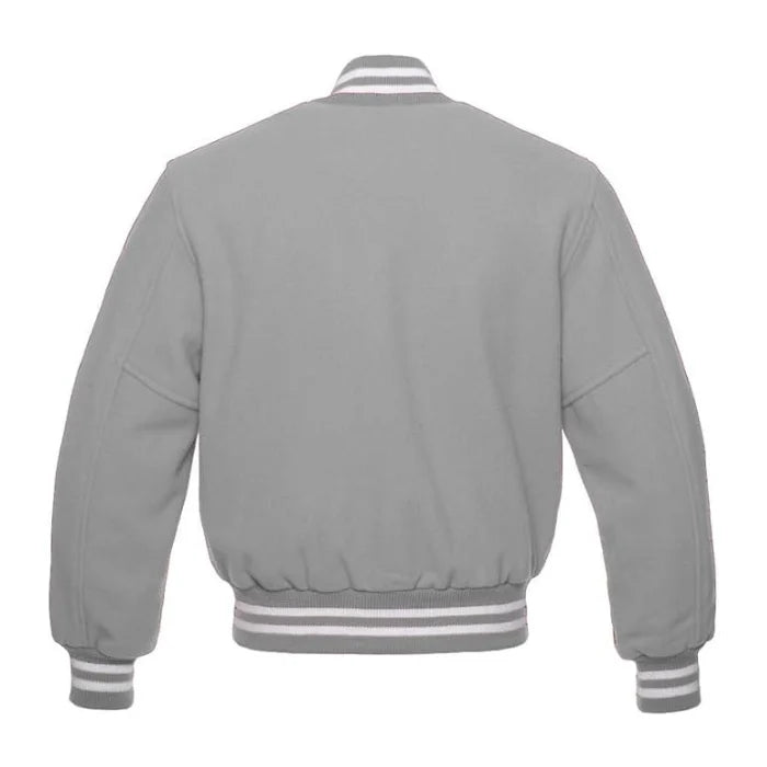 Grey All Wool Varsity Jacket Back Side