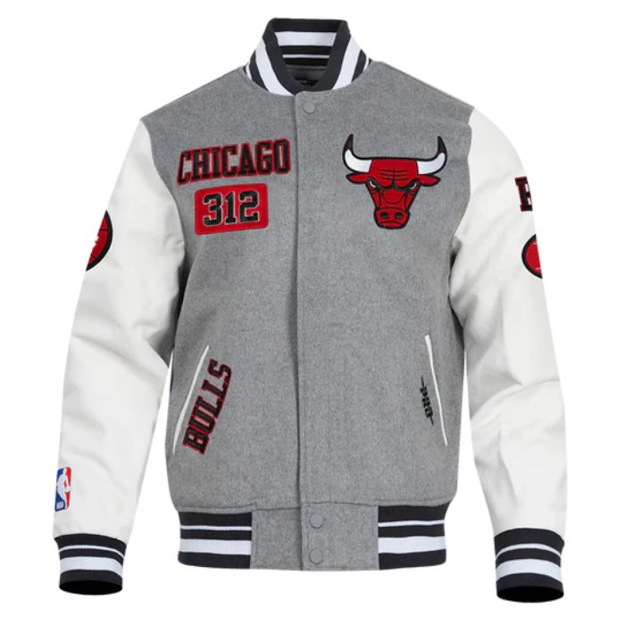Grey Chicago Bulls Varsity Jacket
