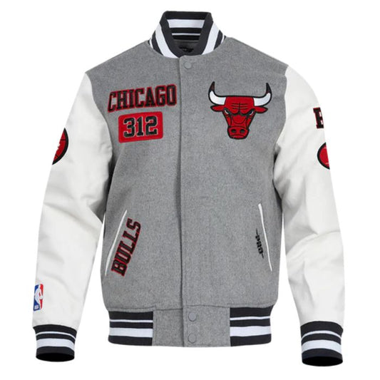 Grey Chicago Bulls Varsity Jacket