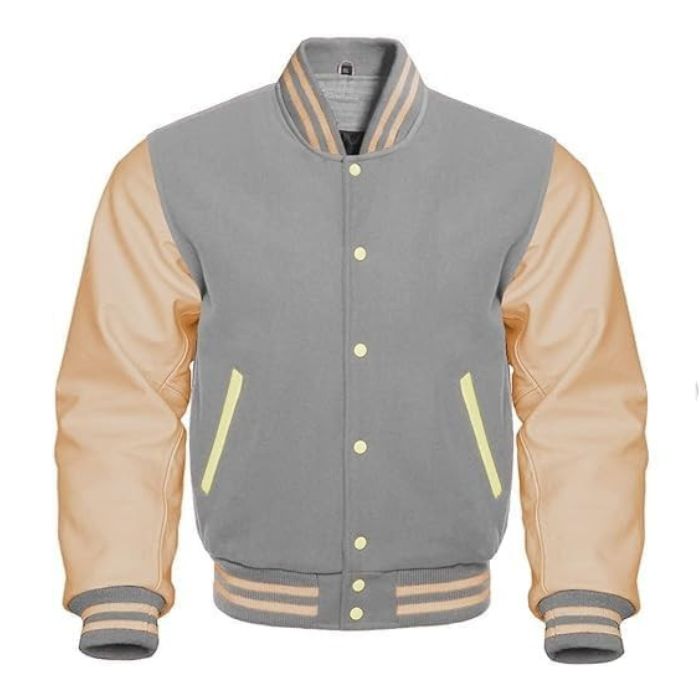 Grey and Cream Varsity Jacket