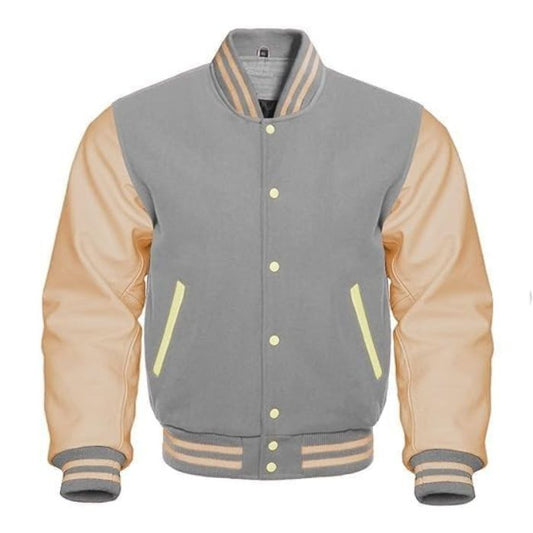 Grey and Cream Varsity Jacket