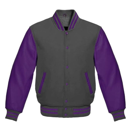 Grey and Purple Varsity Jacket