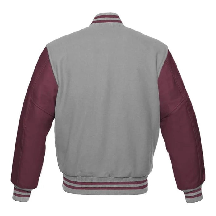 GREY AND MAROON VARSITY JACKET