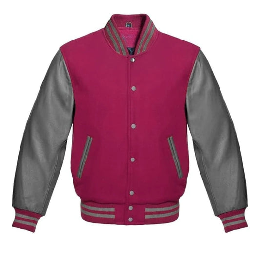 Hot Pink and Grey Varsity Jacket