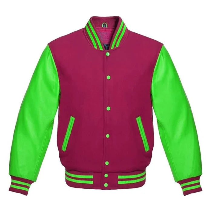 Hot Pink and Kelly Green Varsity Jacket