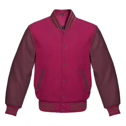 Hot Pink and Maroon Varsity Jacket