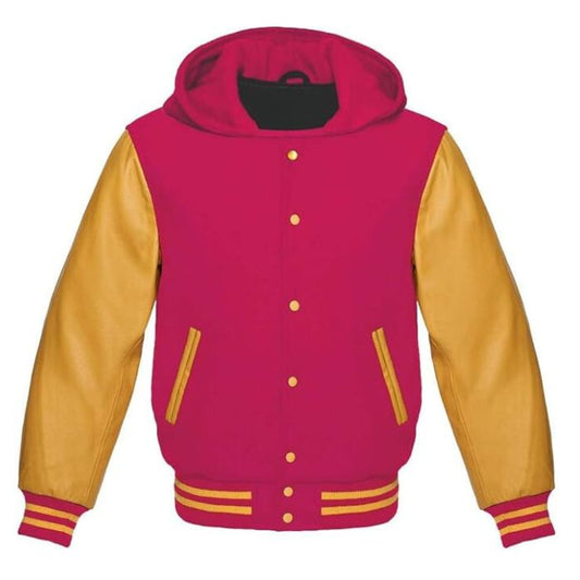 Hot Pink and Gold Varsity Hooded Jacket