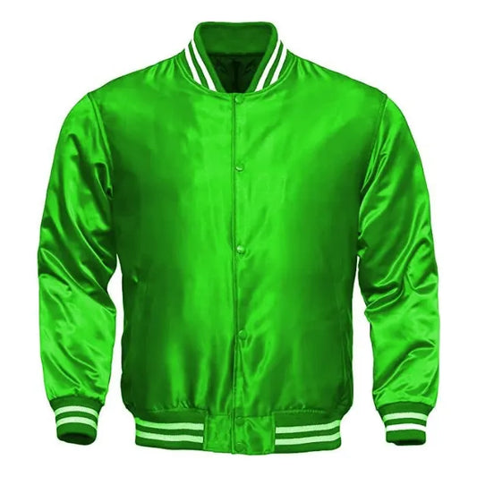 Kelly Green Satin Varsity Jacket