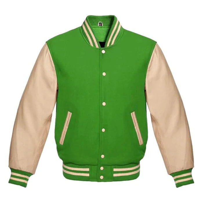Kelly Green and Cream Varsity Jacket