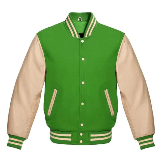 Kelly Green and Cream Varsity Jacket
