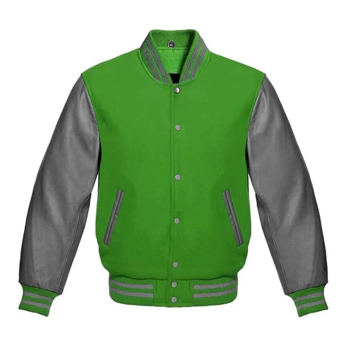 Kelly Green and Grey Varsity Jacket