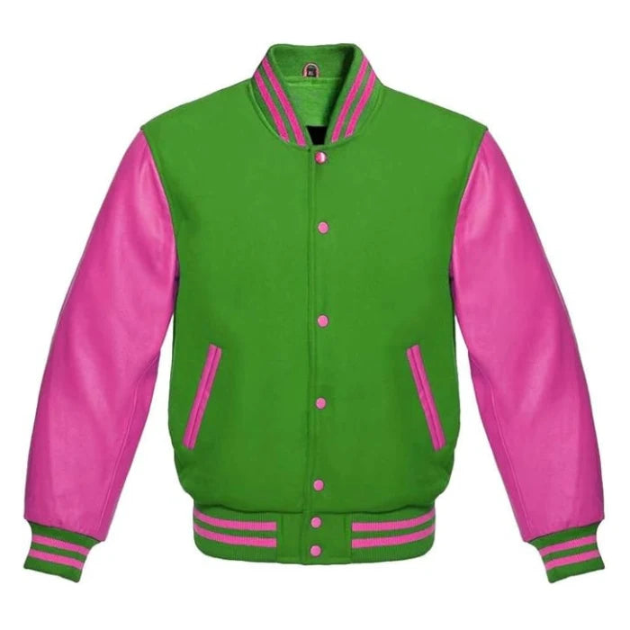 Kelly Green and Hot Pink Varsity Jacket
