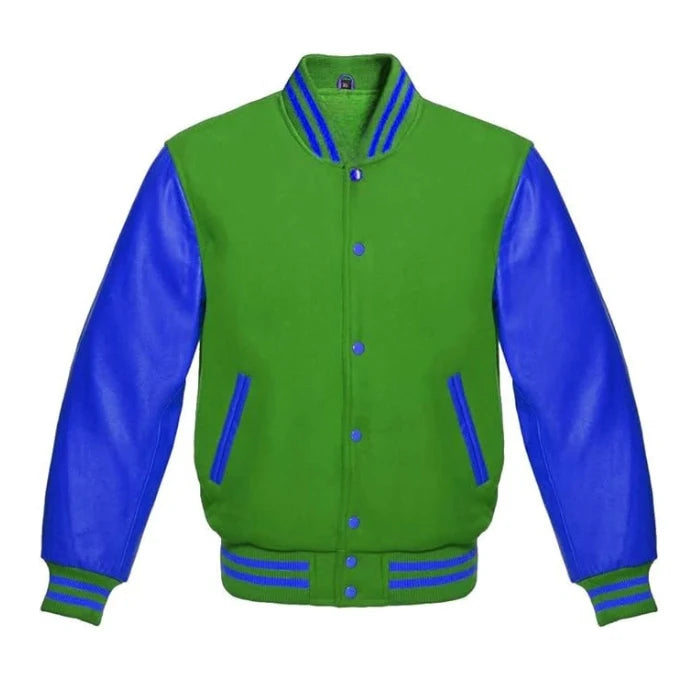 Kelly Green and Royal Blue Varsity Jacket