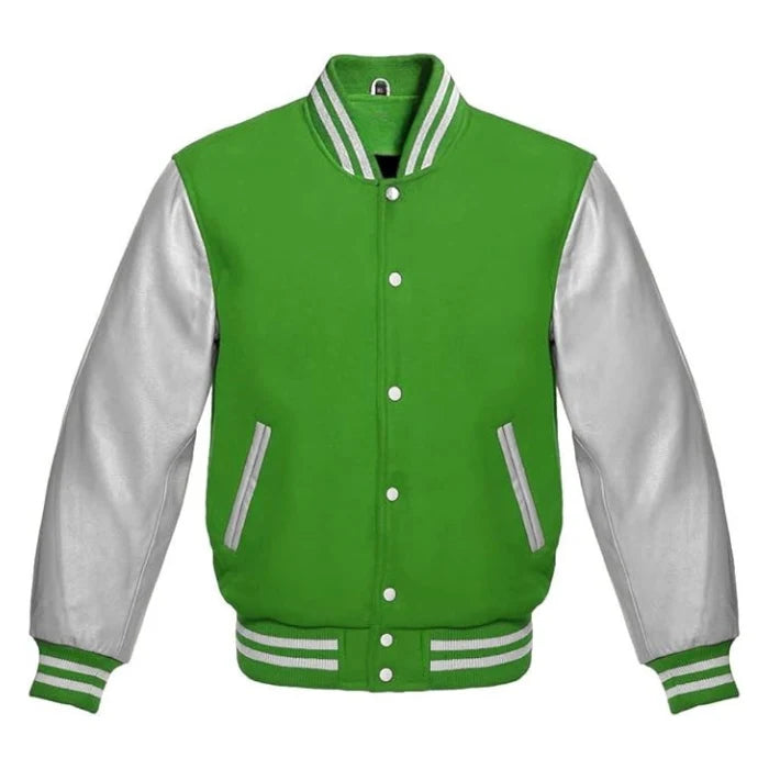 Kelly Green and Silver Varsity Jacket
