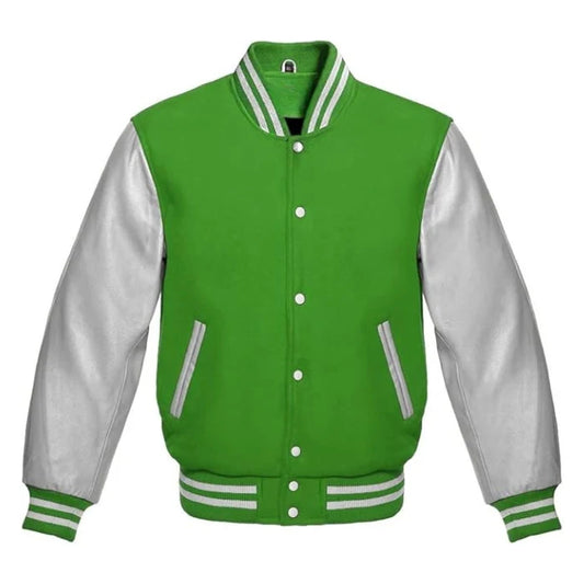 Kelly Green and Silver Varsity Jacket