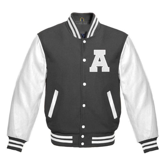 Letter A Letterman Jacket in Grey/White