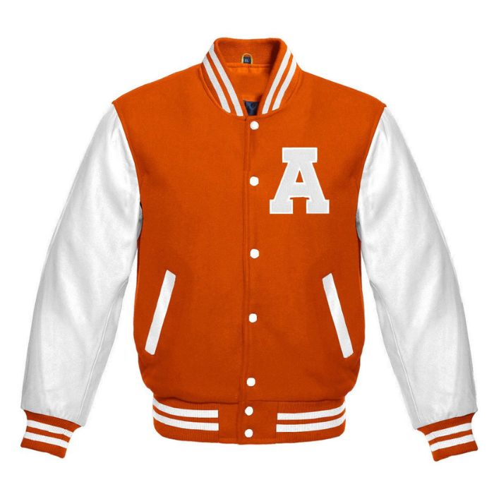 Letter A Letterman Jacket in Orange/White