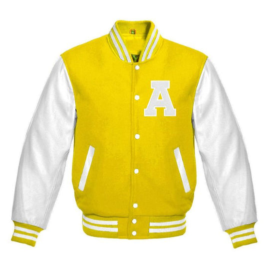 Letter A Letterman Jacket in Yellow/White