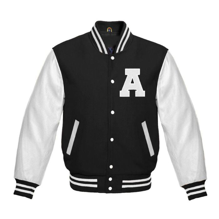 Letter A Varsity Jacket in Black/White