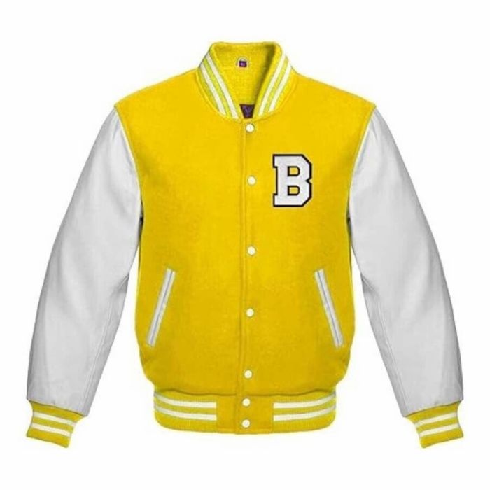 Letter B Varsity Jacket in Yellow/White