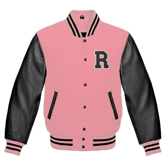 Letter R Letterman Jacket in Pink/Black