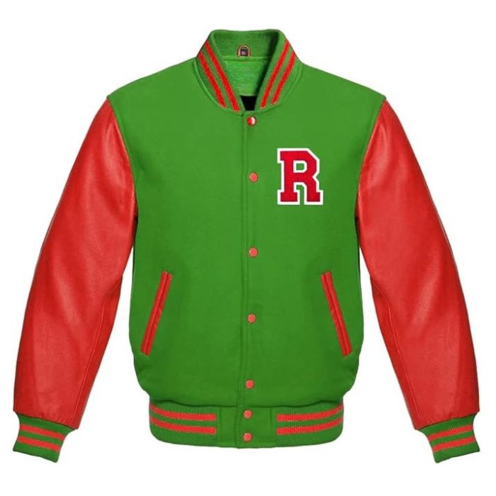 Letter R Varsity Jacket in Green/Red